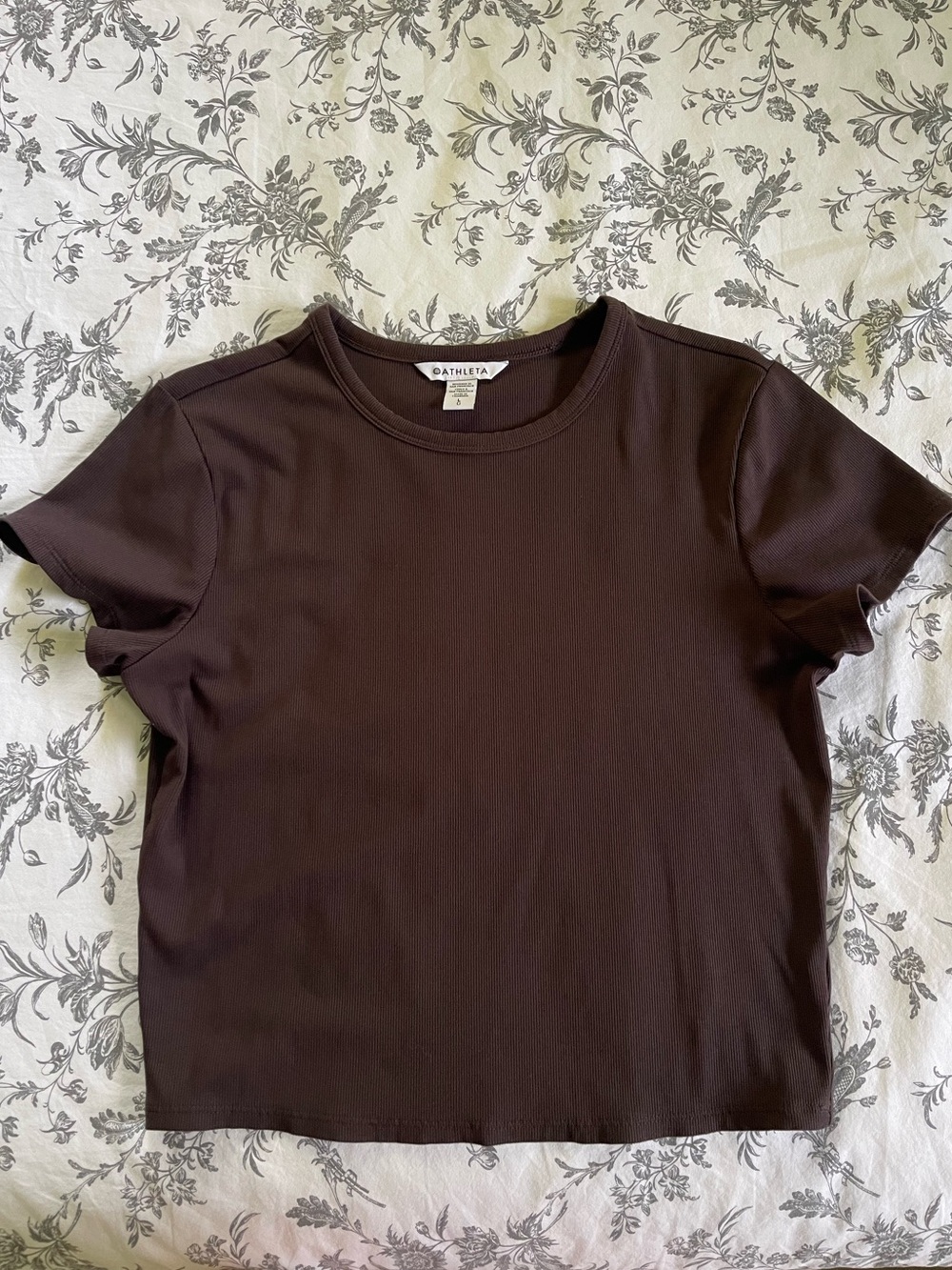 Athleta Signature Rib Crop Tee Truffle Brown